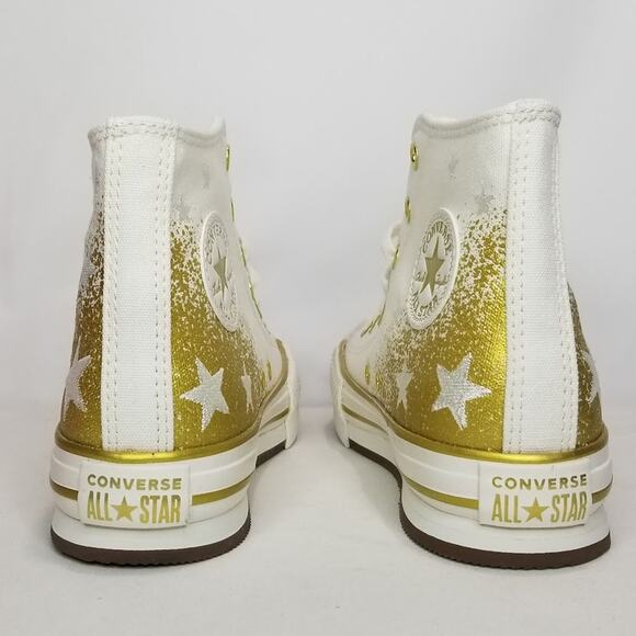 Converse Women's CTAS Eva Lift Hi Tops Size 6.5 White/Gold NWT - Picture 6 of 10